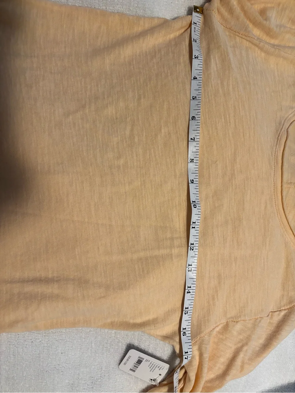 Free People white peach NWT Long-Sleeve Lettuce-Edge Top